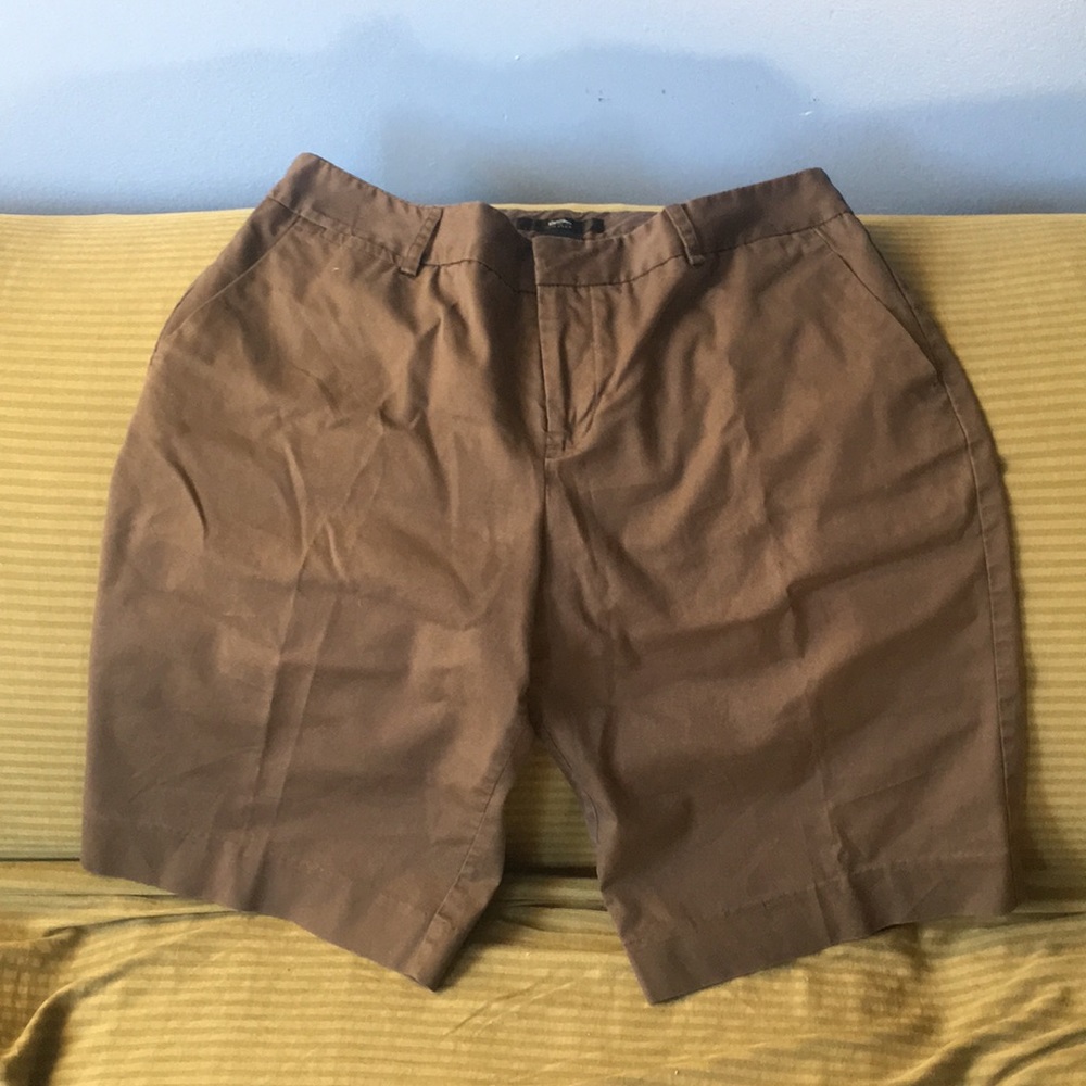Brown Bermuda length dress shorts